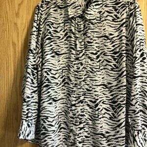 Liverpool Black/White Zebra Print Long Sleeve Blouse